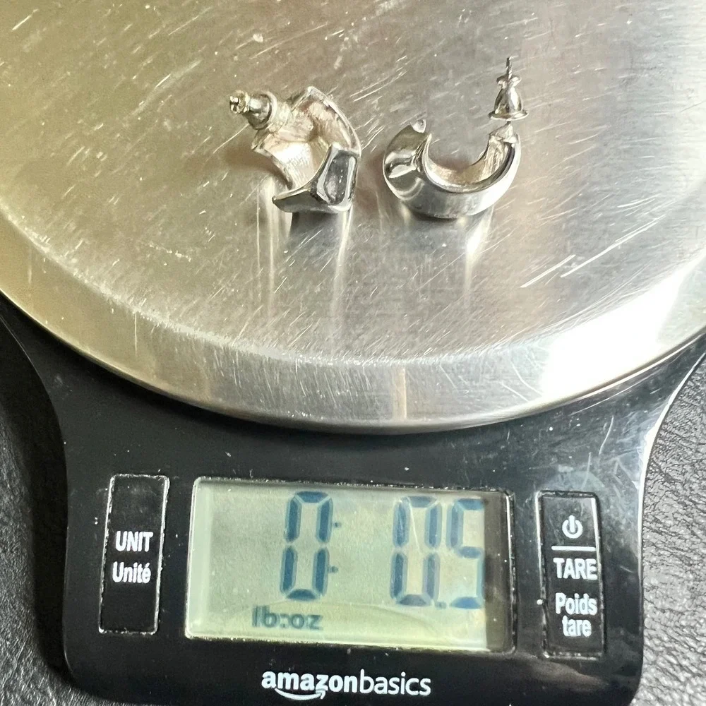 Vintage Silver Tone‎ Earrings Lot 4 Pairs Hoops Drops Geometric Minimalist 90s